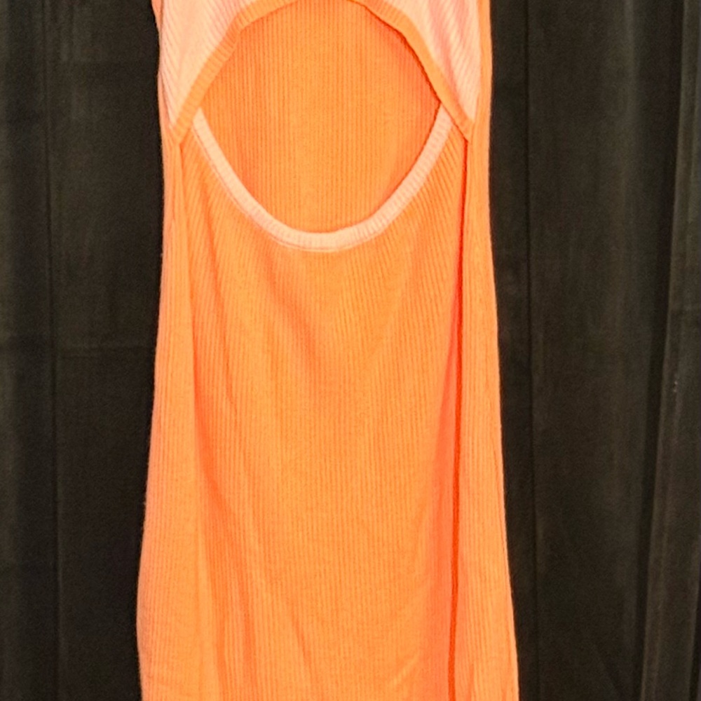 Orange Ribbed Cutout Maxi Dress - Women